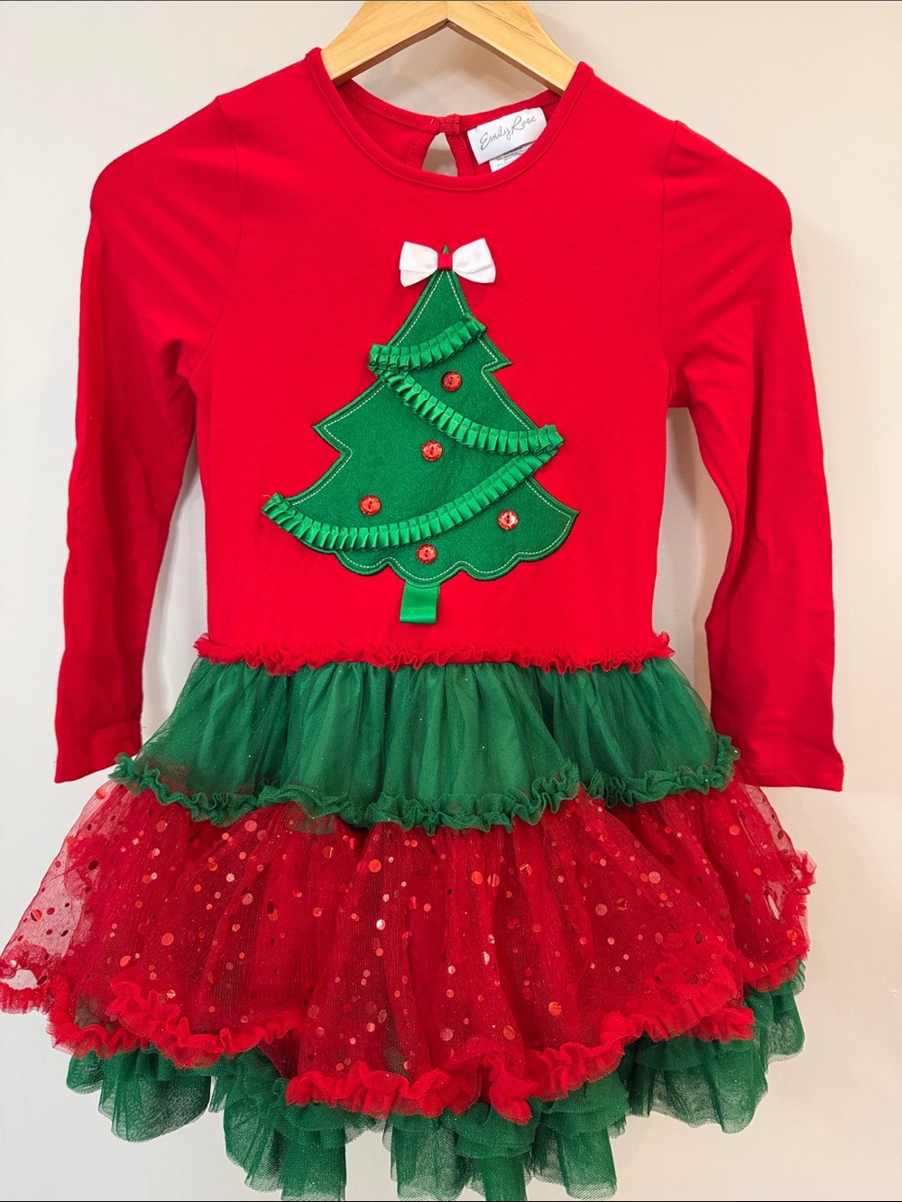 Emily Rose Red and Green Christmas Tree Tutu Dress